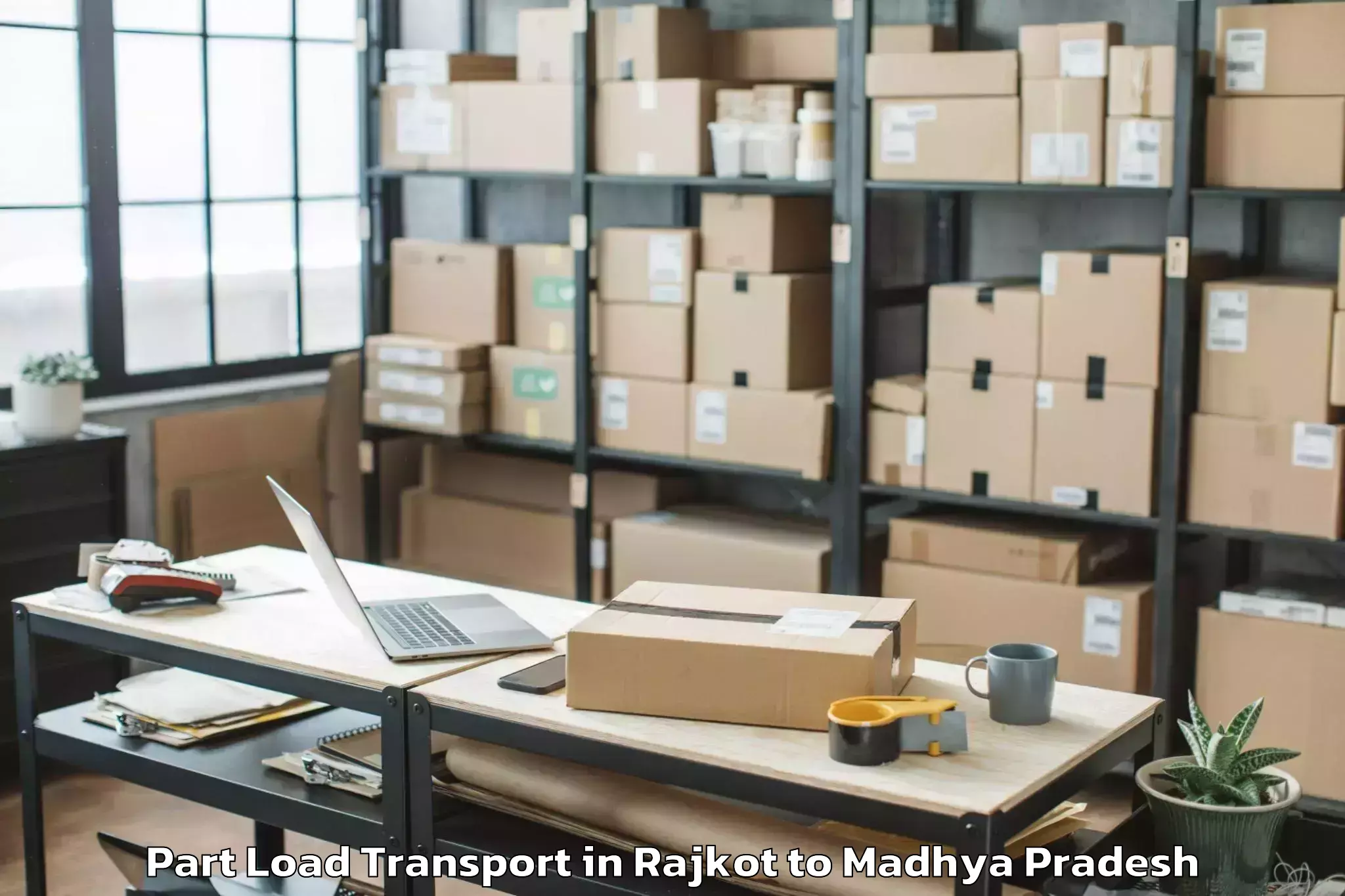 Trusted Rajkot to Guna Airport Gux Part Load Transport